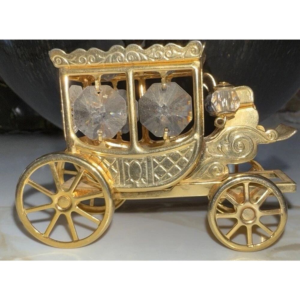 Swarovski Crystal Memories Journeys Gold Mini Carriage Vintage 2”
